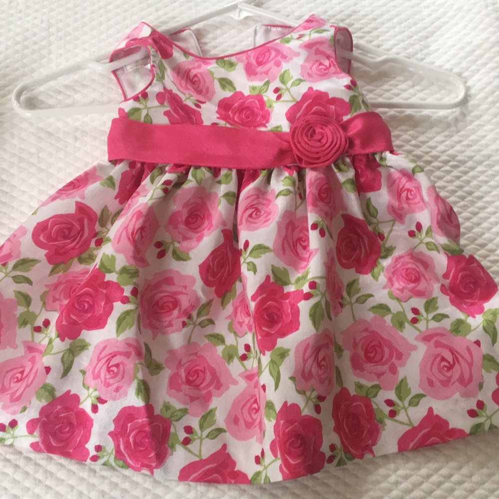 American Princess girls floral dress sleeveless w/ pull on bottoms Size 18M pink